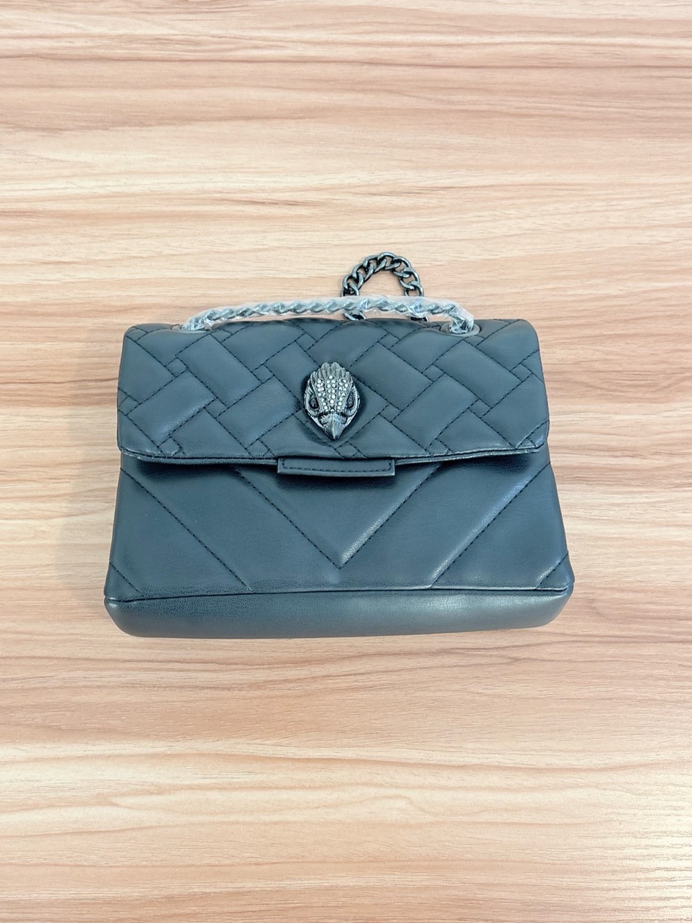 Kurt Geiger Black Quilted Leather Shoulder Bag with Chain Handle